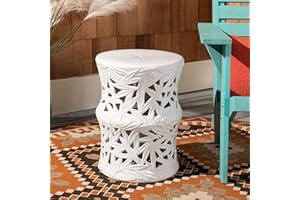 SAFAVIEH Home Granda White Ceramic 18-inch Indoor/Outdoor Garden Stool Side Table