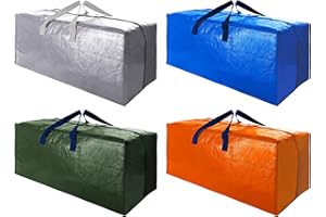 Cosy Family 4 Pack Heavy Duty Extra Large Moving Bags with Backpack Straps - Strong Handles & Zippers, Storage Totes For Space Saving, Fold Flat, Alternative to Moving Box (Set of 4, Multicolored)