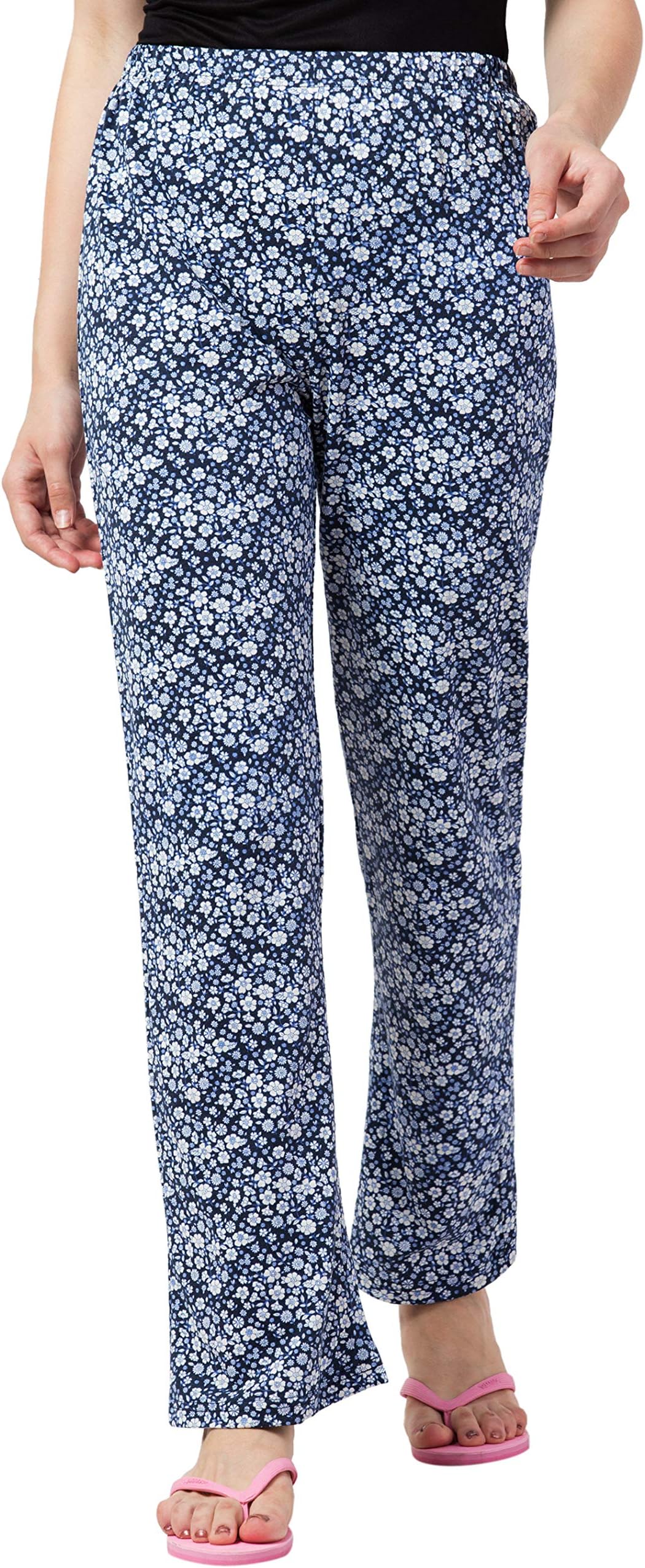 Fflirtygo Night Pyjamas for Women, Night Dress, Lounge Wear, Blue Color Printed Pyjama,–Soft Cotton Night Wear