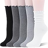Thin Merino Wool Ruffle Boot Socks Warm Winter Cozy Frilly Soft Casual Breathable Socks for Womens 5 Pairs
