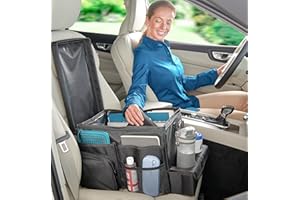 High Road Large CarHop Car Seat Organizer for the Front or Back Seat for Kids and Adults with Cup Holder Tray, Side Pockets and Cooler Compartment