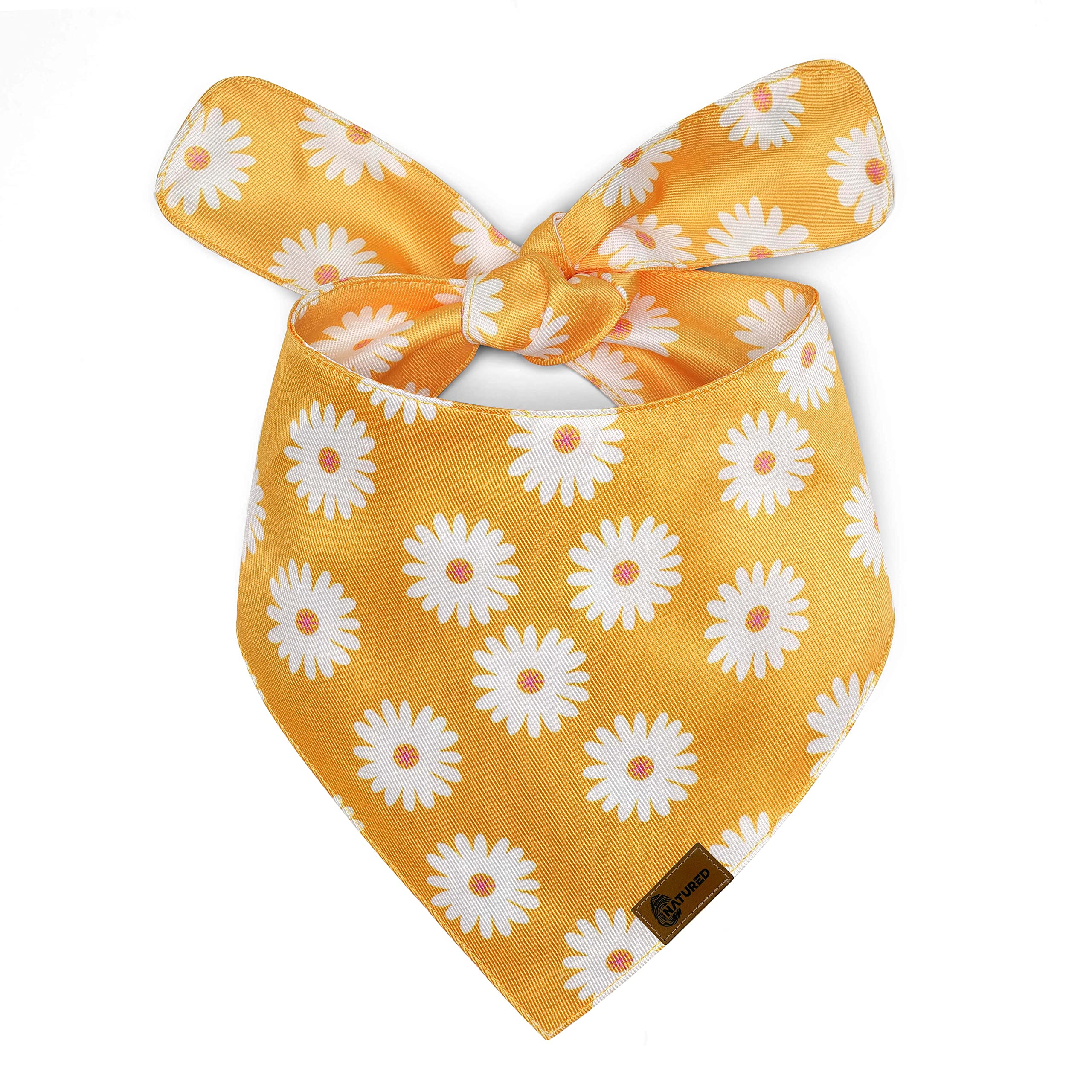NATURED branded Unique style Dog Bandanas Washable Bibs Scarf, double side perfect print, Pet Dog Kerchief, paws polyester and cotton Triangle Dog Scarfs (Medium, Blossom)