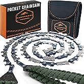CAMPNDOOR Pocket Chainsaw with Paracord Handles - Army Green 65Mn Heavy Duty Steel Pocket Saw - 48 Teeth Survival Saw - Handy