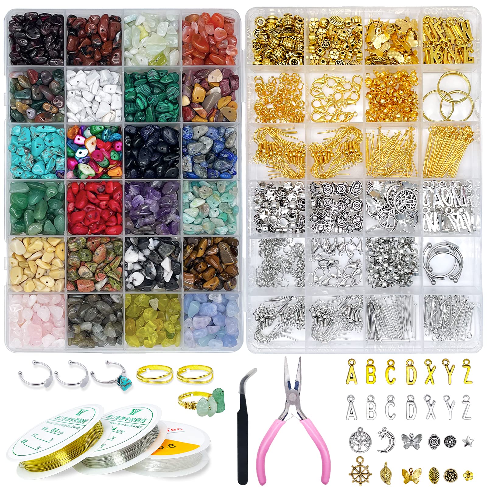 ygorios Jewelry Making Kit for Adults - 1760 PC Crystal Beads, 800 PC Jewelry Findings, DIY Bracelet, Earring