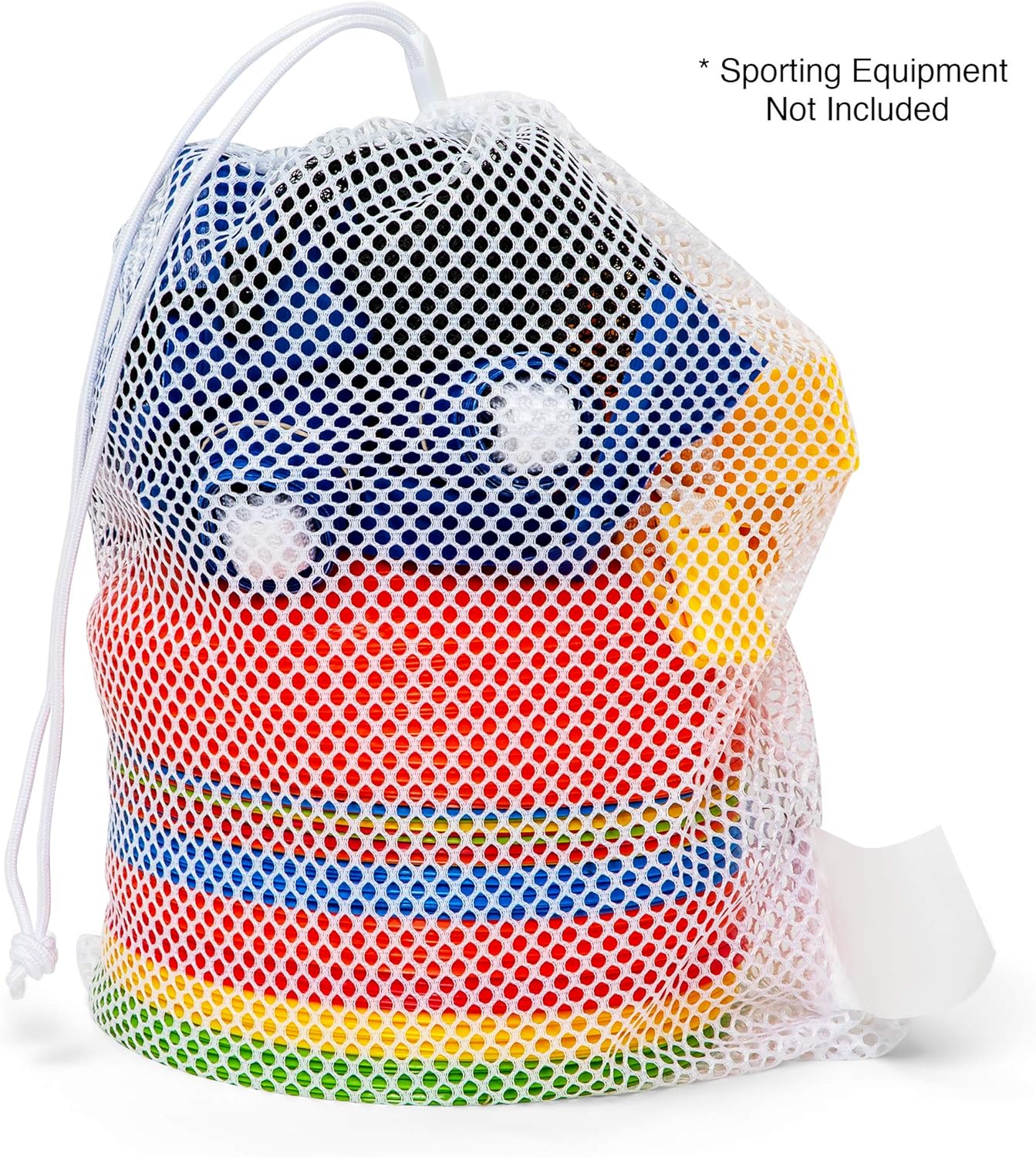 Champion Sports Mesh Sports Equipment Bag, Set of 6, 12x18 Inches - Multipurpose, Nylon Drawstring Bag with Lock and ID Tag for Balls, Beach, Laundry: Sports & Outdoors