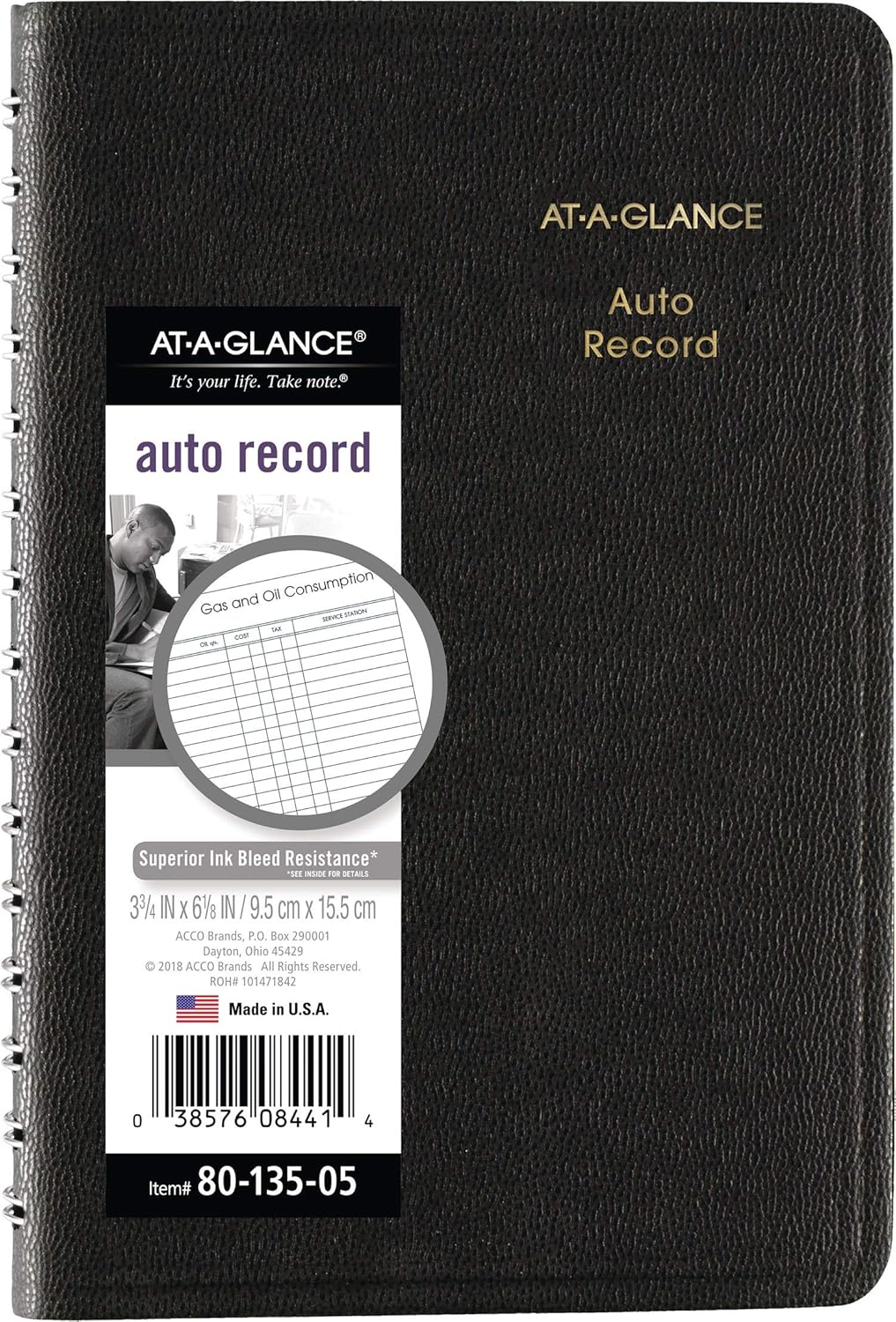 AT-A-GLANCE Auto Mileage Log Record Book, 3.75 x 6.12 Inches, Black (AAG8013505): Office Products