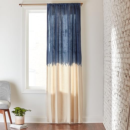 Amazon Com Rivet Light Filtering Dip Dyed Cotton Linen Curtain