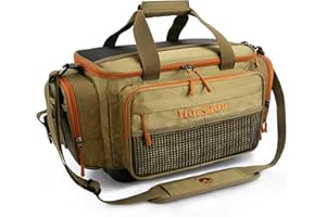 MoiShow Fishing Tackle Box Bag - Fishing Bags for Saltwater or Freshwater (#Khaki) Fishing Tackle Bags - Padded Shoulder Strap - Tackle Bag for 3600 3700 Tackle Box