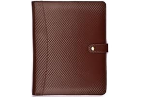 LEATHER VILLAGE Portfolio Professional Organizer– Carbon Fiber Genuine Leather Padfolio Resume Folder for A4 Letter Pad with 