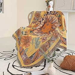 Shesyuki Boho Throw Blanket Reversible Cotton