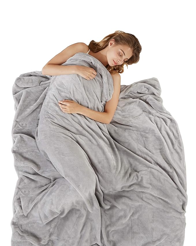 SCM Gewichtsdecke mit abnehmbaren Warm Fleece & Coolmax Bezüge Schwere Decken Weighted Blanket für Erwachsene 150x200cm, 9kg