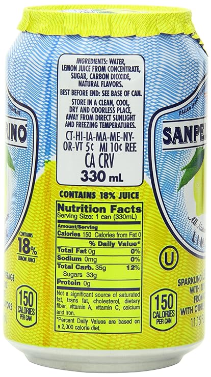 Amazon Com San Pellegrino Sparkling Beverage Limonata Lemon 11 15 Fl Oz Cans Pack Of 24 Sparkling Drinking Water Grocery Gourmet Food