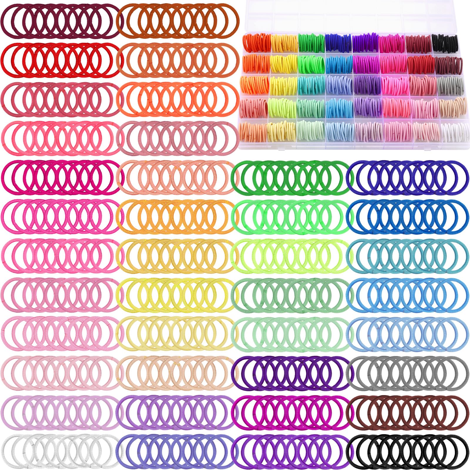 Photo 1 of 400pcs Toddler Hair Ties, Funtopia 40 Colors Baby Hair Ties for Little Girls, Colorful Small Hair Elastics, No damage Ponytail Holder Hair Accessories for Baby Girls Infants Kids