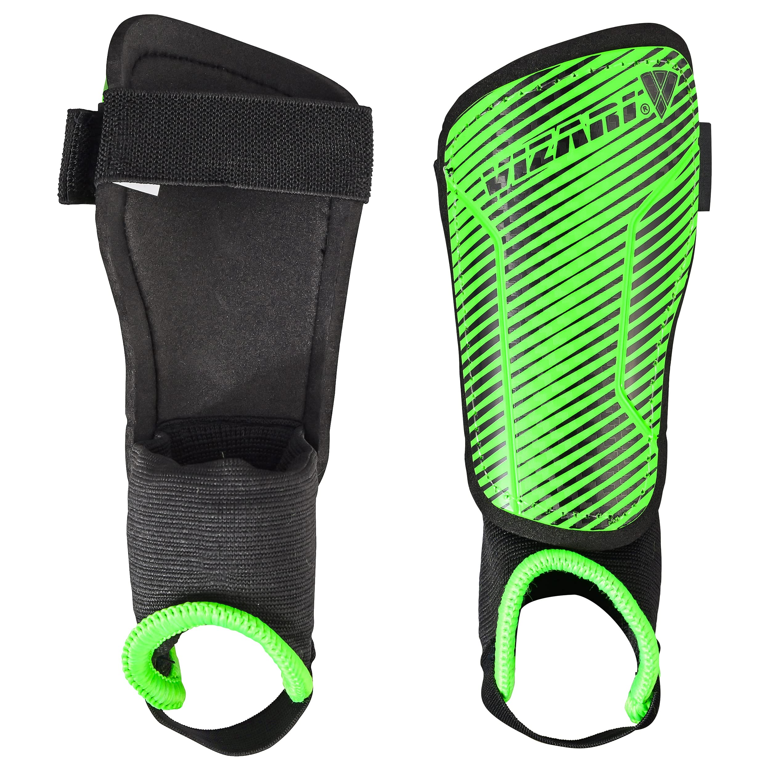 Photo 1 of Vizari Matera Soccer Shin Guards | Shinguards for Adults and Kids with Ankle Protection (Green/Black, X-Small)