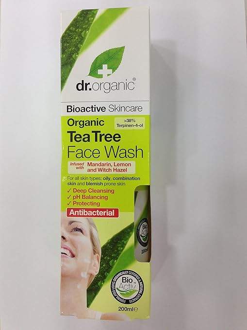 dr organic tea tree face wash 200ml