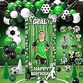 Birthday Decorations for Men,Happy Birthday Banner, 20 Balloons,Photo Booth Props for Boys (Soccer)