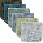 Comfy Cubs Muslin Burp Cloths 20" x 10", Pack of 6 - Large, 6-Layer, Ultra Absorbent 100% Cotton for Baby Drool and Messes - 