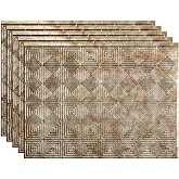 FAS&Auml;DE Miniquattro Decorative Vinyl 18in x 24in Backsplash Panel in Bermuda Bronze (5 Pack)