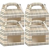 Restaurantware Bio Tek 6 x 3.5 x 3.5 Inch Gable Boxes For Party Favor, 25 Attractive Gift Boxes - Built-In Handle, Plaid Pattern, Paper Barn Boxes, Disposable, For Parties