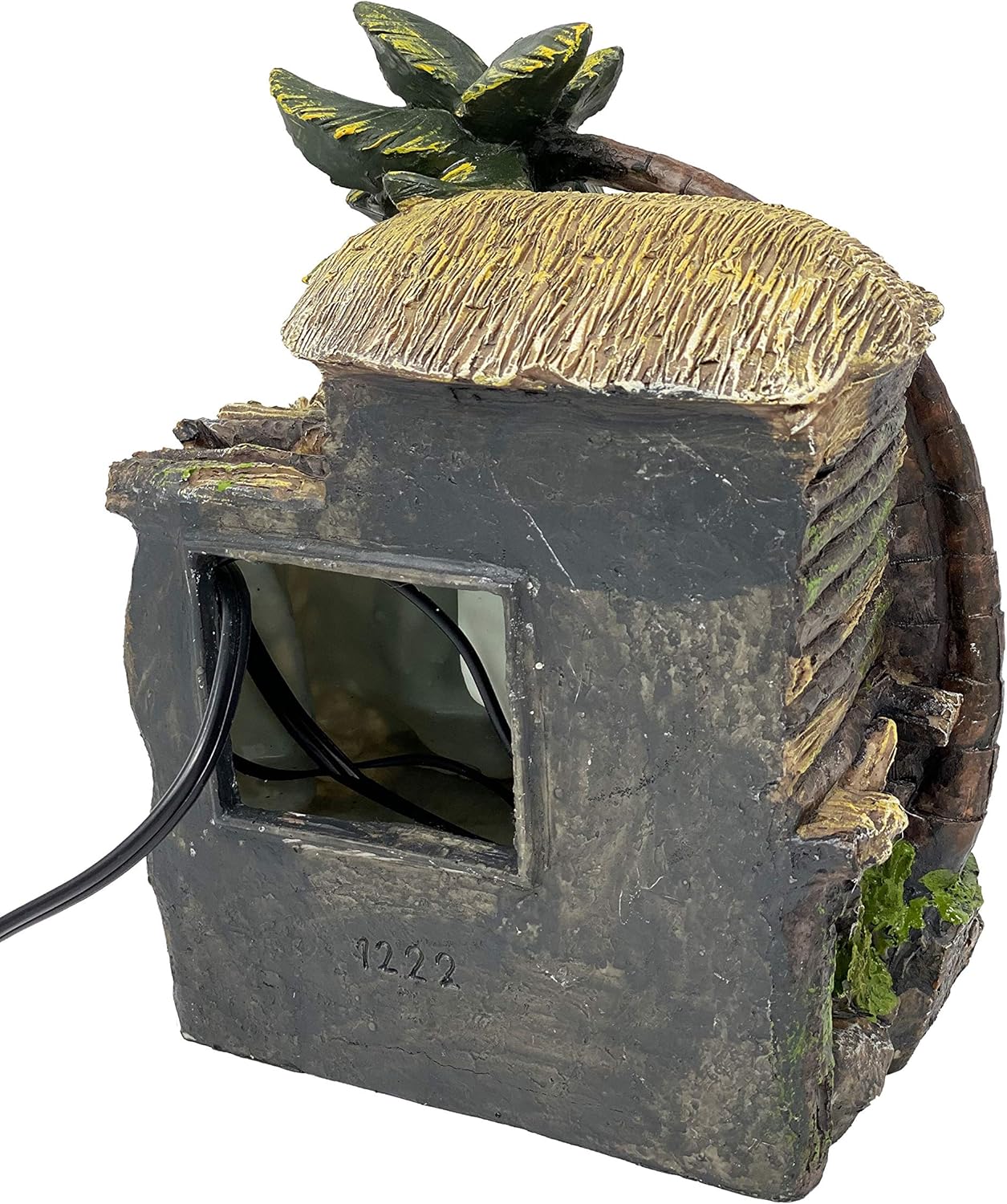 ImagiWonder Tabletop Water Fountain Elephants Near Palm Tree and Tiki Hut: Home & Kitchen