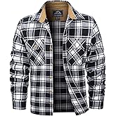 MAGCOMSEN Men's Flannel Shirts Long Sleeve Plaid Shirt Button Up Casual Shirts Lightweight Shirt Jacket with 2 Pockets