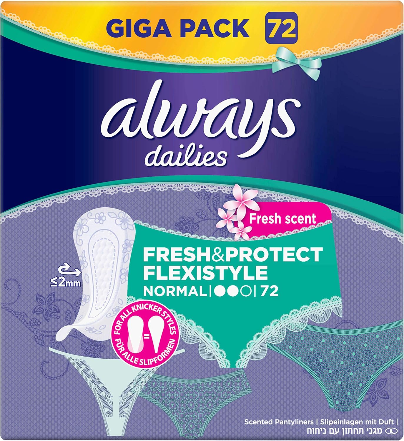 Always Dailies Women's Fresh Normal Panty Liners (72 Pads), Giga Pack with Fresh Fragrance, Suitable for All Panty Shapes - Image 3