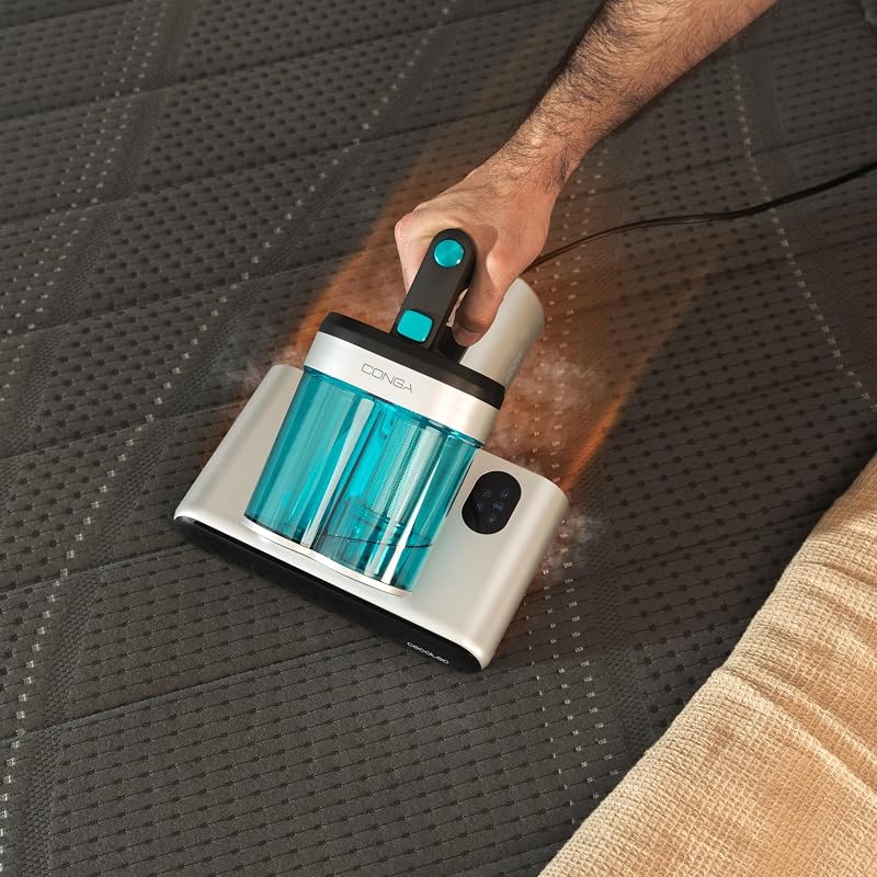 Aspiratore Antiacaro Battimaterasso - Aspirapolvere Conga Rockstar 4000 Mattress. ForceSonic 400W, 13 kPa, Luce UV-C, Heat Tech, Spazzola Power Brush, Cavo 5m, Doppio serbatoio, Aromaterapia