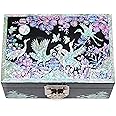 MADDesign Mother of Pearl Jewelry Box Ring Earring Organizer Hand Made Cranes Design Black
