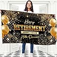 BRAVITA Funny Retirement Banner - Happy Retirement Decorations - Going Away Decorations - Old Lives Matter Banner 5ft x 3ft (Black & Gold)