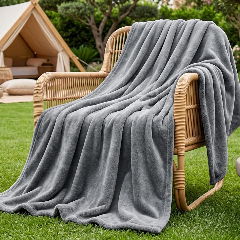 Manta Sofa Plaid Cama - Franela, 150 x 200 cm, Gris