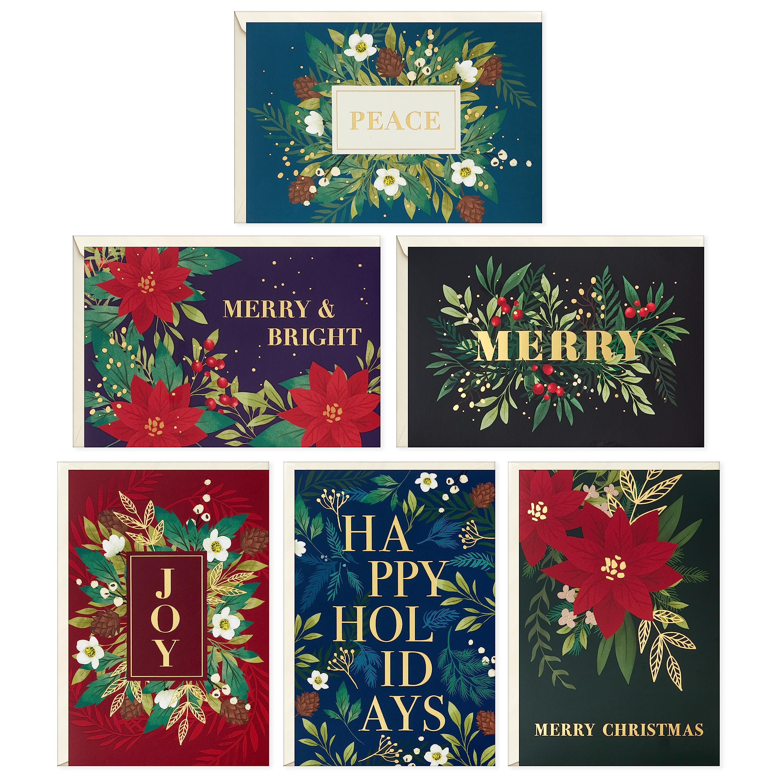 Hallmark Bulk Boxed Christmas Card Assortment, Elegant Jewel-Tone Floral Assortment (72 Cards and Envelopes) Image