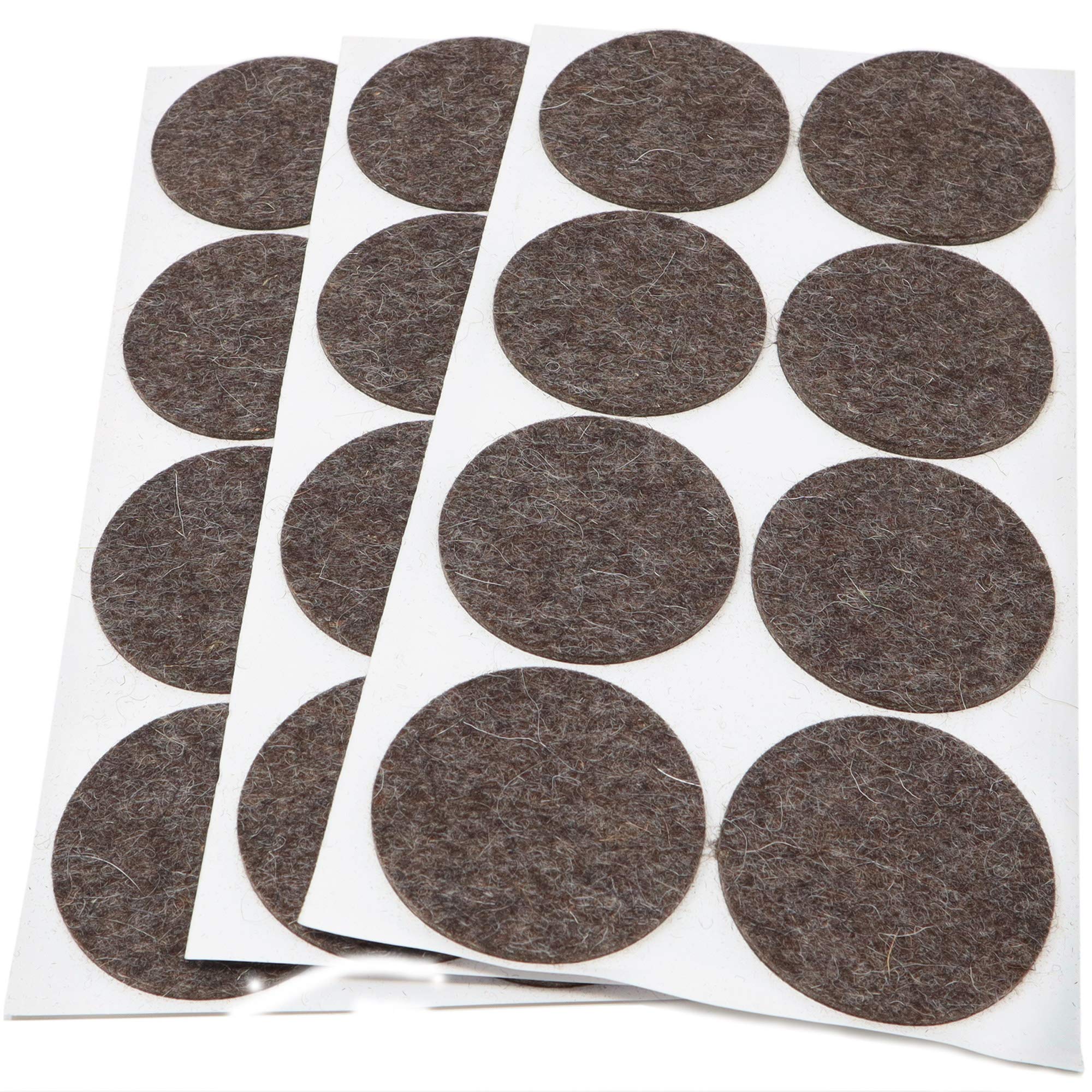 Adsamm® / 24 x self-adhesive wool felt pads / brown / Ø 60 mm / round / 3 mm thick extra soft natural stick-on felt furniture glides / furniture protective pads