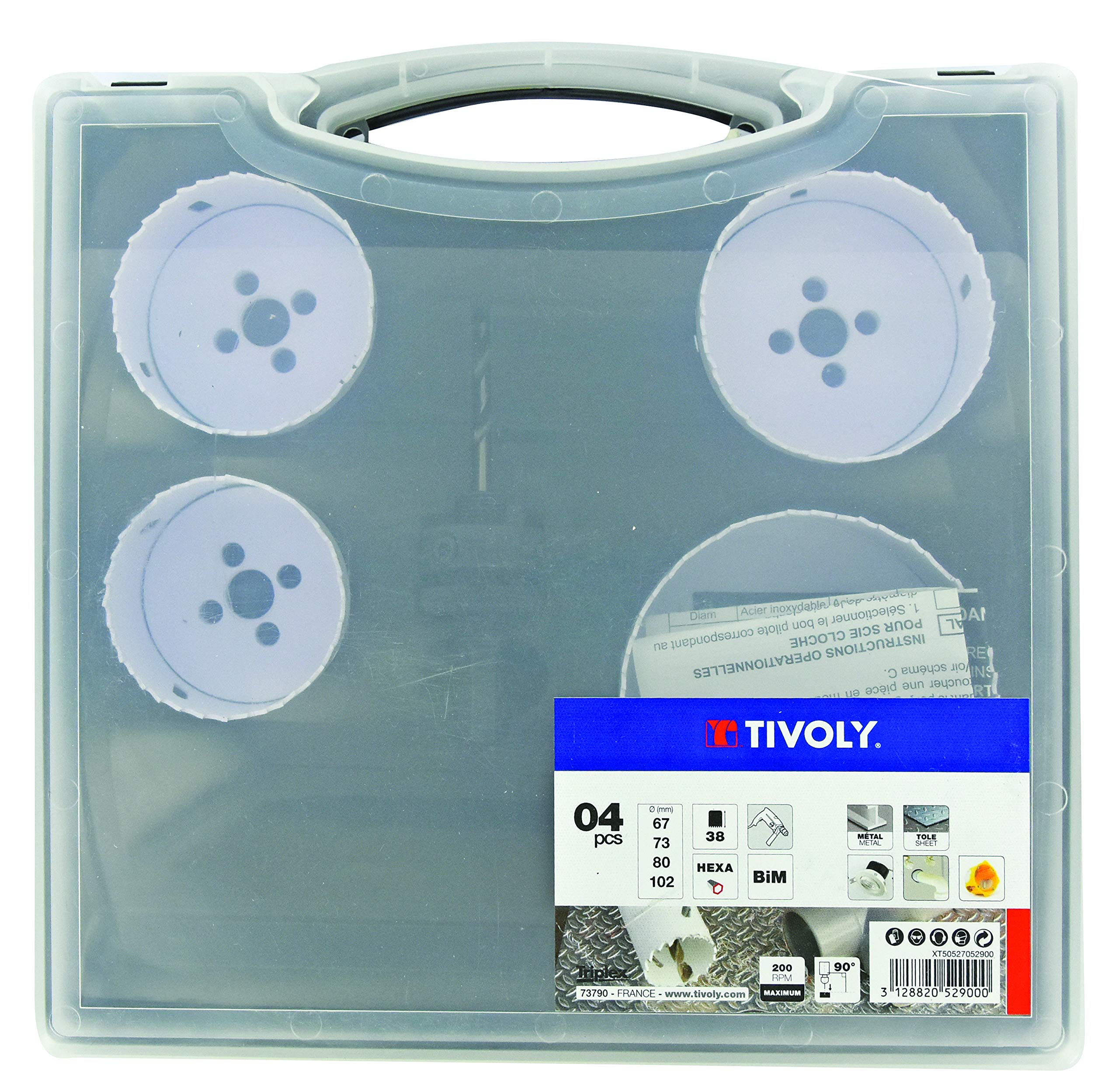 Tivoly XT50527052900 Bi-Metal Hole Saw Set, White, Large