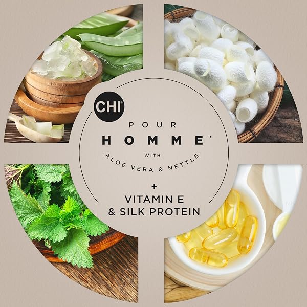 CHI POUR HOMME MOISTURIZING DAILY CONDITIONER FOR MEN, SMOOTHS & DETANGLES, MADE WITH ALOE VERA & NETTLE, FRESH, WOODY SCENT, SULFATE-FREE, 25 OZ