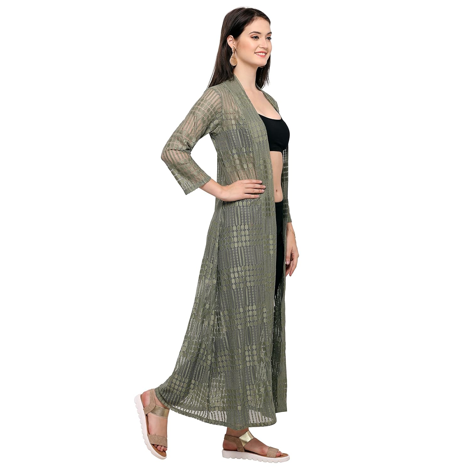 smarty pants women's lace military green long shrug (smsh-52b)