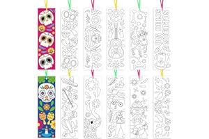 X1zuue 75Pcs Day of the Dead Color Your Own Bookmarks, Mexico Theme DIY Coloring Blank Bookmark Mexican Fiesta Party Game Prize Art Craft Supplies for Teachers Students Classroom Reward Goodie Fillers