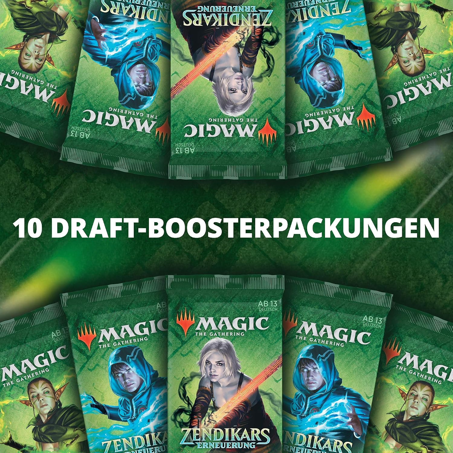 Magic The Gathering Zendikars Renewal Bundle 10 Draft Booster Packs & Accessories (German Version), Multi-coloured, Standard - Image 3