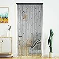 YaoYue Beaded Curtain Door String Curtains for Doorway Tassels Beads Hanging Fringe Hippie Room Divider Window Hallway Entrance Wall Closet Bedroom Privacy Decor (39×79in/100×200cm, Grey)