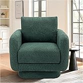 COLAMY Swivel Accent Chairs, Living Room Wide Upholstered Barrel Chair with Back Pillow Modern Sofa Armchair Comfy Corner Bed