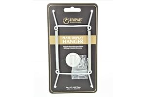 Tripar Wall Plate Hanger, White Wire (7.5-9.5 Inch) - Durable, Flexible Coils Conform to Most Plates - Holds Up to 2lbs on Wall - Features Clear Coated Vinyl Tips and Sleeves to Prevent Scratches.