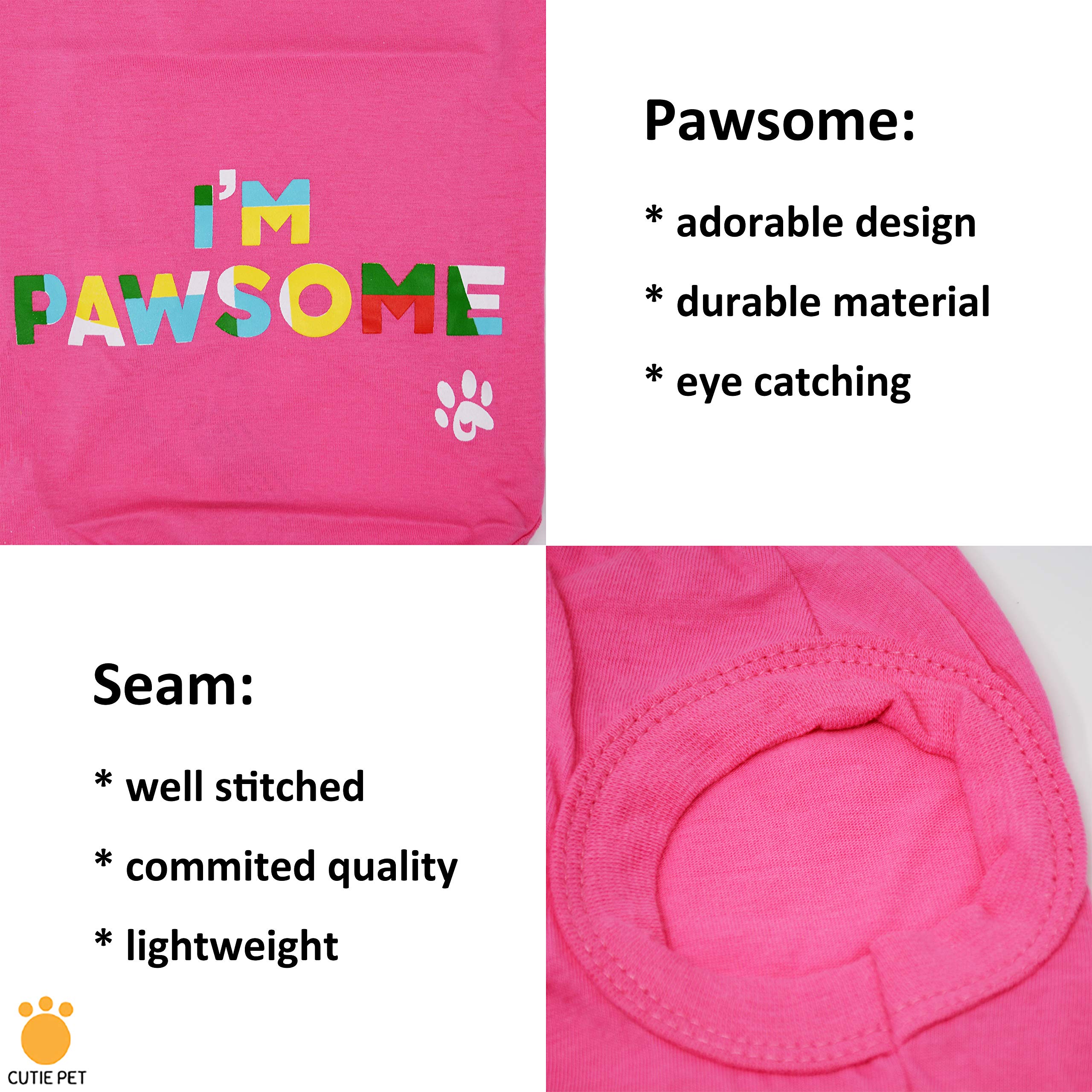 Cutie Pet Dog Clothes Dog Shirts I\'m Pawsome 100% Cotton Comfortable and Breathable for Small Medium Large Pets