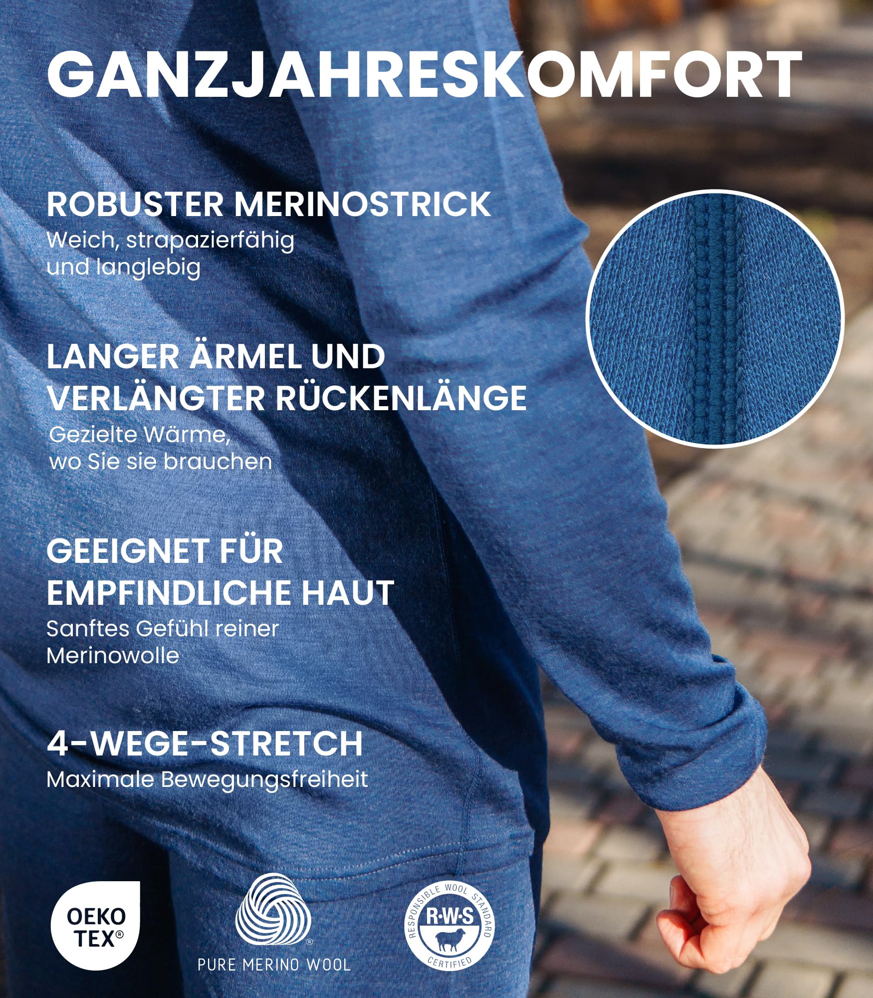 100% Merino Langarmshirt Herren - Merino Unterwäsche Herren Atmungsaktiv Und Feuchtigkeitsableitend + Wollsocken (Large, Black 250) 4
