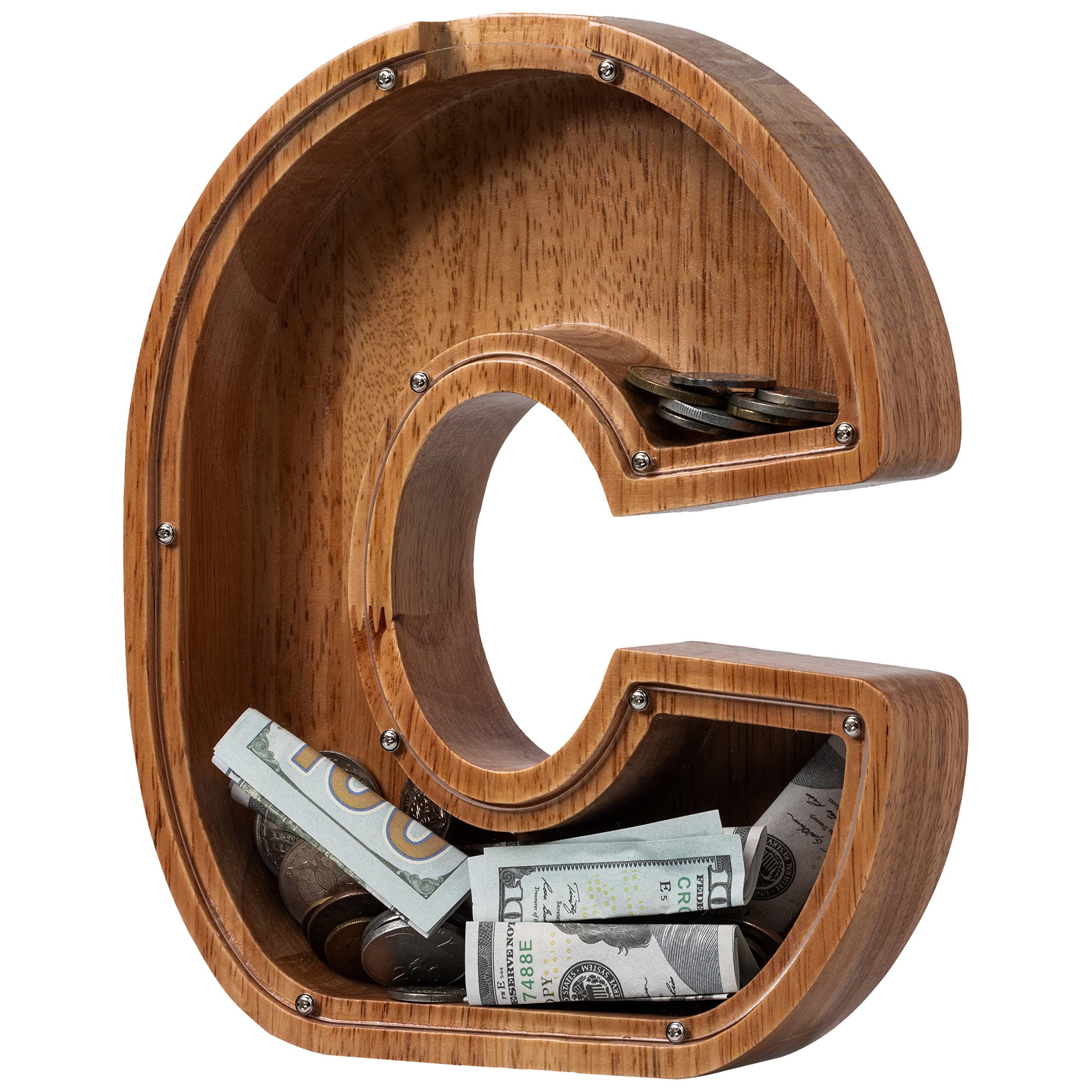 Photo 1 of Piggy Bank for Kids Boys Girls, Wooden Large Letter Piggy Bank Alphabet Money Bank with Initial C, Coin Bank Fun Gifts for Birthday, Christmas, Festival, Baby Shower
