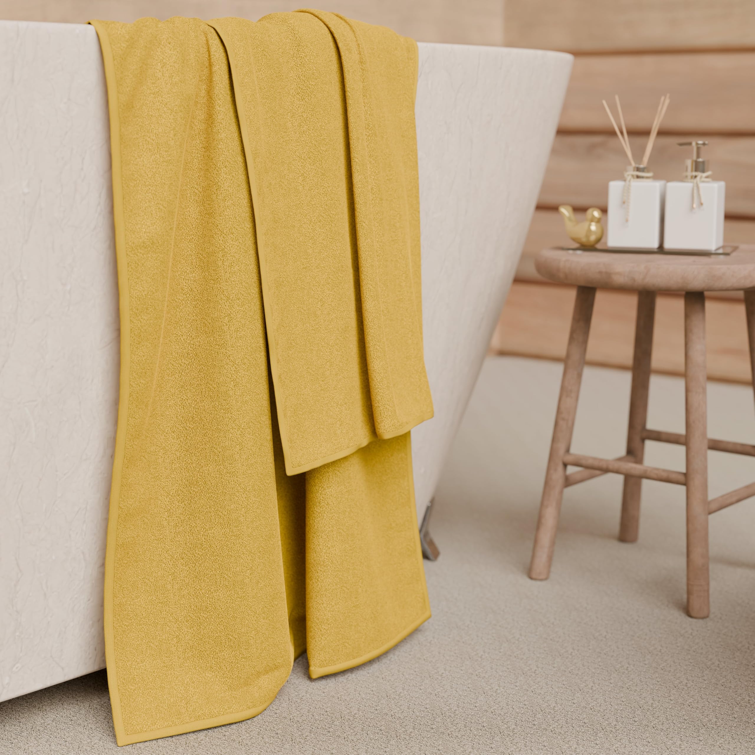 PETTI Artigiani Italiani - 100% Cotton Terry Bath Towels, 2+2 Towel Set, 4 Pieces 2 Face Towels and 2 Hand Towels, Yellow Towels — image 1