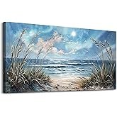 hyidecorart Large Wall Decor For Bedroom Framed Wall Art For Living Room Sunshine Ocean Scenery Painting Blue Sea Waves Wall Pictures Office Modern Canvas Prints Artwork Aesthetic Home Decorations