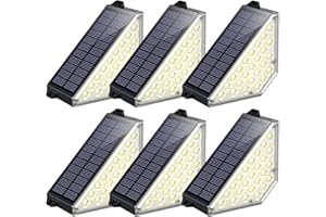 TECKNET Solar Step Lights for Outside, 2 Adjustable Brightness, 2 Mounting Methods, 24 LEDs Solar Stair Lights Outdoor, IP67 Waterproof Deck Light for Yard, Porch, Front Door, Patio, Garden （3000K）