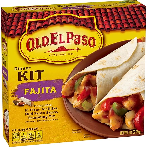 OLD EL PASO FAJITA DINNER KIT WITH FLOUR TORTILLAS, MILD FAJITA SAUCE & SEASONING MIX, 12.5 OZ.