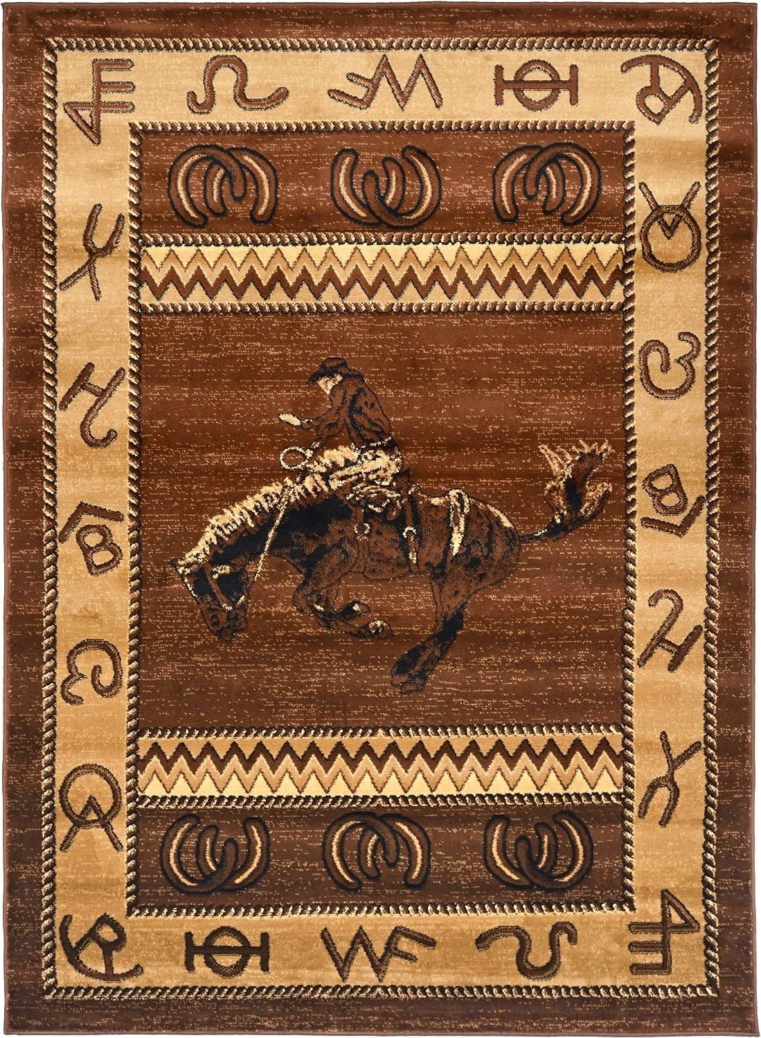 Rugs 4 Less Collection Cowboy Horse Western Cabin Style