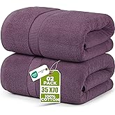 Utopia Towels Luxurious Jumbo Bath Sheet 2 Piece, 600 GSM, 35 by 70 Inches, 100% Ring Spun Cotton, Highly Absorbent and Quick Dry Extra Large Bath Towel, Super Soft Towel, Plum
