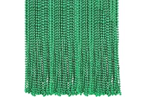 4E's Novelty St Patricks Day Beads Necklace Bulk (Pack of 72) Green Beads - Saint Pattys Gifts, 33 Inch 7mm Party Favor Supply, St Patricks Day Outfit Costume Dress UP Accessories Bulk Parade Throws